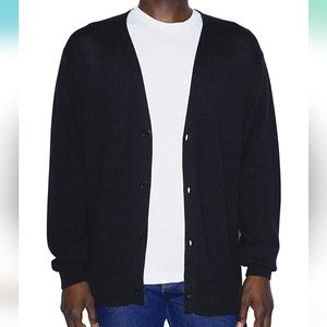 American Apparel Men Basic Knit Cardigan, Black Sz M